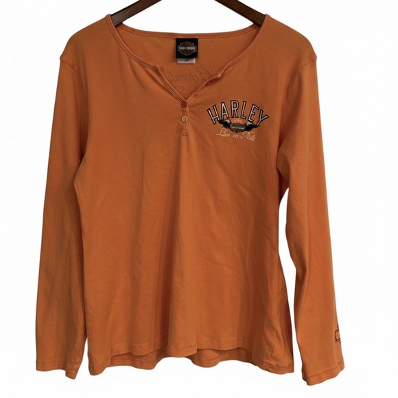 Harley-Davidson Tops - Harley-Davidson Adventure Dover Ohio Long Sleeve Top Orange 2XL EUC
